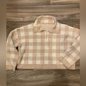 Storia Quarter Zip Collared Cropped Boxy Sweater Size Medium